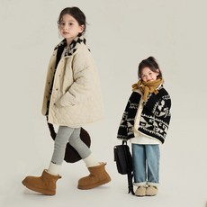 UPPERCUT 여아 양면 퀼팅자켓 플리스자켓 양털코트 뽀글이점퍼 남녀공용 초등학생 후리스 집업 간절기자켓