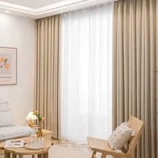 거실 창에 대 한 정전 커튼 천으로 패브릭에 두꺼운 준비 만든 블라인드 높은 음영 95%, [05] W250xL260cm 1pc, [02] 2.hooks top, 01 cream