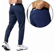차쿠 남성 스판 트레이닝 헬스 팬츠 러닝 조깅 마라톤 바지 휴대폰 포켓 수납
