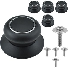 5Pcs 냄비 뚜껑 교체용 손잡이 범용 베이클라이트 내열 주방 조리기구 팬 상단 주방용 나사 포함 커버, 5Pcs, Black