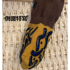 4D寵物止滑襪 - 360度止滑 高彈性加厚舒適棉 襪筒加長可調節固定帶 狗狗/老年犬適用, 1個, 焦糖毛蟲款Ｌ 可拆綁帶 開後不退換