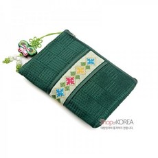 누비 동전지갑 녹색 전통무늬 띠 사각 미니지갑 한국 전통 소품