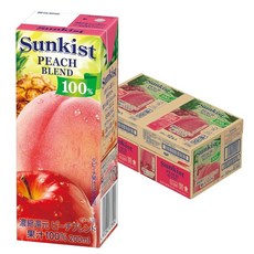 선키스트 100% 복숭아 블렌드 종이팩 주스 200ml 24개 과일 주스 100% 모리나가 유업, 1개