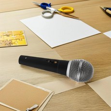 고음질 마이크 모형 플라스틱 디자인 무대 공연 파티 인터뷰 연습용, 1개, 기본