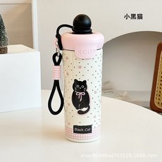 XGCUP 304不鏽鋼 便攜提繩隨行保溫杯 小黑貓款, 粉絲小黑貓, 1個