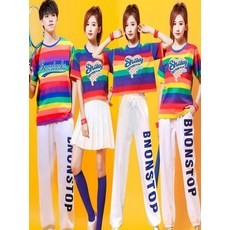 4XL 댄스 의류 남녀 혼성 그룹 공연복 축제 힙합 KPOP 댄스복 상하복 세트 단체복