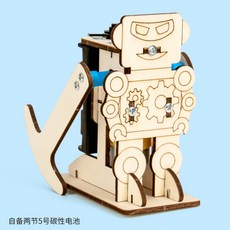 木製漫步機器人兒童 DIY科學實驗手工材料包 小學生教具, 1個, 500套起拍單價