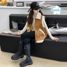 세븐스타AD6182여아 키즈 유아동 겨울 가을 봄 고퀄 코튼 면혼방 뽀글이 후리스 보아털 카라넥 털장식 복고 빈티지 조끼 베스트 경량 소프트 방한 보온 데일리룩