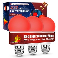 Neporal 수면용 625nm 적색 전구 3W 멜라토닌 촉진을 위한 100% 블루 라이트 차단 전구 A19 LED 40W 동등한 희미한 레드 나이트 아기방 수면 독서용, 3 Count (Pack of 1), Soft Red (3w)