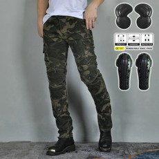 迷彩機車牛仔褲 摩託車騎行褲 多袋工裝賽車防摔褲 加長護具