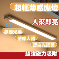 ULife生活選品 台灣現貨 超薄感應燈 可調光磁吸式人體感應燈 走廊燈 USB充電, 80cm 銀  (只能黑貓/宅配通, 1個