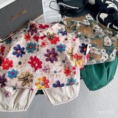 男童夏季花襯衫套裝 2025新款兒童港風短袖薄款潮