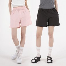 오버나인 여자 여성 반바지 여름용 밴딩 스판 신축성 옆트임 와이드 4부 트레이닝 반바지