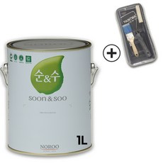 노루페인트 순앤수 100 친환경 내부용 수성페인트 1L 무광 간단세트, 화이트1, 1개