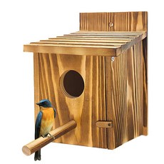 야외용 새집 2팩 탈착식 받침대가 있는 나무 굴뚝새 집 핀치 파랑새 집 걸이식 새집 야외용, 2