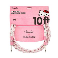 Fender x 헬로 키티 화이트/핑크 우븐 케이블 3m(10피트) 118786, Fender x 헬로 키티 화이트/핑크 우븐 케이블,
