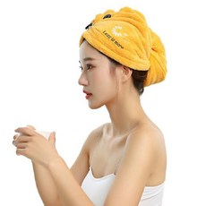 극세사 헤어타올 드라이 수건 3배 빠른 흡수 머리수건, 옐로우