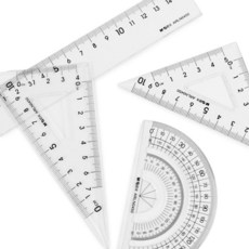 삼각자 각도기 4종세트 투명 문구 도형학습 미니삼각자 직자세트