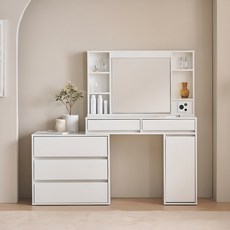 공간사이 프레드 LED 3단 확장형 화장대 + 거울 세트 방문설치, 화이트