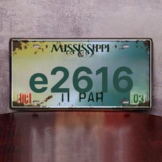 차량 번호판 빈티지 외국차 플레이트 펍 장식 소품 카페, 1개, 형광옐로우