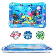 【超繪玩】30絲加厚PVC充氣拍拍水墊 嬰幼兒健身爬行拍拍墊 夏季降溫冰墊坐墊, 藍色新款拍拍水墊, 1個