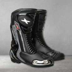 Ibuy部品 車靴 賽車靴 CE認證 龍骨 滑塊 騎士靴 競技長靴 防摔車靴 防摔鞋 長車靴 長筒靴 exustar, 黑(下單請告知尺寸)