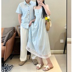 커플 시밀러룩 긴팔 휴양지 티셔츠 원피스 여행 반팔 바캉스 드레스 패밀리룩 웨딩촬영 하와이안 호캉스