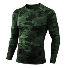남성용 압박 셔츠 운동용 긴소매 티셔츠 드라이 핏 머슬 탑 베이스 레이어 농구 체육관용 #1 네이비 블루 L 179990, #아미 카모<
