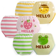 꼬꼬몽 유아 여아 남아 6중 순면 배변훈련팬티 2장세트, 1세트, C 헬로개구리