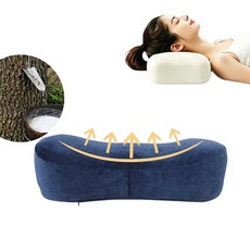 egret sleep 40cm 천연 라텍스 작은 베개 휴대용 경추 베개 고무 여행 베개 낮베개 소호 사무실 잠 야외 캠핑 출장 태국 원료 +베갯잇, 1개, Navy blue cotton velvet 베개