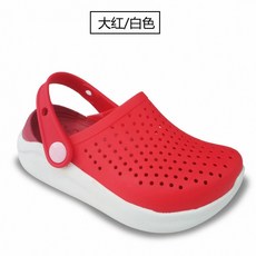 2026洞洞鞋男女童沙灘鞋運動防滑涼拖鞋中小童輕便, 1個, 小克駱格【大紅白】