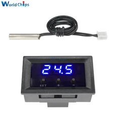 미니 LED 디지털 온도 조절기 온도 제어 온도계 컨트롤러 스위치 모듈 방수 NTC 센서 DC 12V W1209, 02 파란
