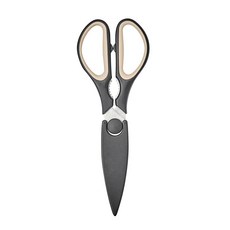 Tovolo Elements 다목적 주방 가위 커버 칼집 포함 튼튼한 육류 가금류 날카로운 주방 유틸리티 가위 식기 세척기 사용 가능 부드럽고 편안한 그립 실리콘 손잡이, Black & Oatmeal