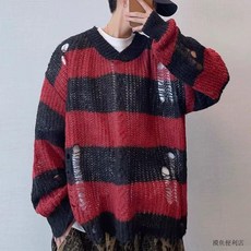 dannyandzee 秋季復古酒紅色寬鬆手工穿線開衫毛衣外套