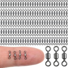 100개 미니 스위블 플라이 낚시용 소형 낚시 롤링 배럴 장비 고강도 후크 라인 커넥터 블랙 코팅, 100개 미니 스위블 플라이 낚시용, 소형 낚시 롤링