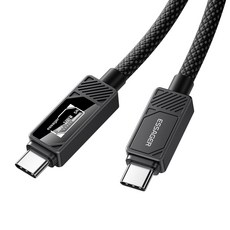 ESSAGER 100W C- C 디스플레이 고속 충전 케이블 5A 전류 480Mbps E-Marker 칩 내장 1M/2M 1개, 블랙, 2m