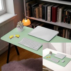 멀티 가죽 와이드 데스크 매트 80x40cm 민트 데스크매트 책상매트 사무실데스크매트 책상깔판