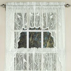 Sweet Home 컬렉션 주방 창문 커튼 패널 장식 버팔로 체크 디자인 160cm(63인치) 길이 버건디_154961