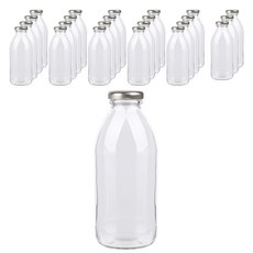 가인글로벌 밀크티500 유리병, 38러그캡 (실버), 24개, 500ml
