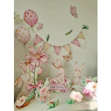 돌상 돌잔치 포토존 사진배경 풀세트 기념사진 배경, 1개, 핑크토끼