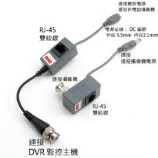 300米 BNC轉RJ45 視頻音源電源雙絞線傳輸器, 1個, 2合一 雙絞線傳輸器（無 音源傳輸）, 2合一 雙絞線傳輸器