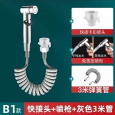 馬桶噴槍水龍頭㛿洗器噴頭厠所衛生間水槍伴侶衝洗器傢用高壓增壓10301, 1個, 電鍍色噴槍+3米彈簧管+快接頭