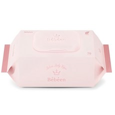 Bebeen 로즈 골드 영유아물티슈 캡형, 75g, 70매, 3개