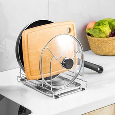 원기화 304 스테인리스강 후라이팬 정리대 솥뚜껑 도마 수납대, 1개, 실버, 3단