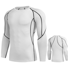 健身緊身衣 男 長袖運動上衣 - 跑步訓練 自行車服 透氣速乾