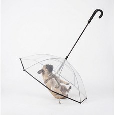 아이너프 댕댕우산 반려견 산책 우산 강아지 목줄 포함 투명 장마철 비오는날 애견 우비, 1개, 블랙테두리