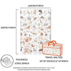 爬爬墊客廳臥室兒童地墊家用卡通耐髒加厚XPE爬行墊寶寶地毯早教, 1個, A面動物字母+B面幾何三角