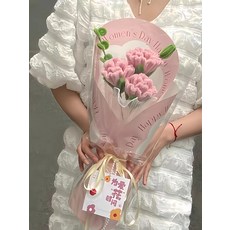 카네이션 꽃다발 만들기 모루 철사 DIY 재료 풀 키트, 단품 보라색 재료 키트 - 포장재 포함