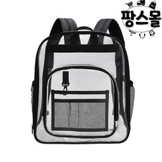 팡스몰 야구 투명 PVC 직관 가방 백팩, 1개, 블랙