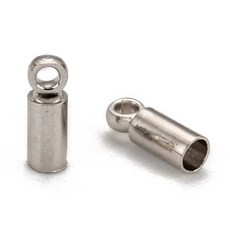 50개 황동 끝단 마감 캡 원통형 금속 태슬캡 태슬장식 8x2.8mm, 은색